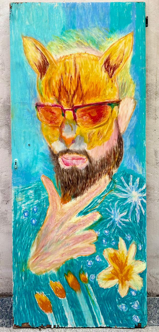 Autorretrato con máscara de gato — Diego de Aduriz